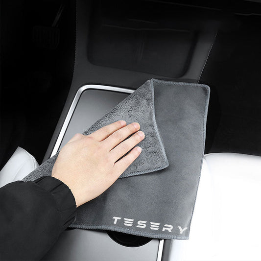 Suede Coral Velvet Double-Sided Car Towel For Tesla Model 3/Y/X/S