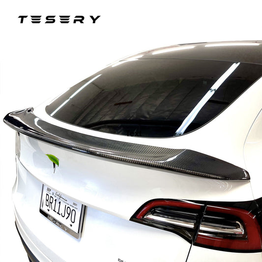 Tesery Model 3 / Y Spoiler V-Style - Carbon Fiber Exterior Mods