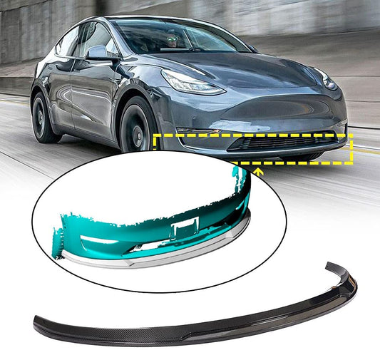 Real Carbon Fiber Front Lip Spoiler for Tesla Model Y 2020-2023 JC Style