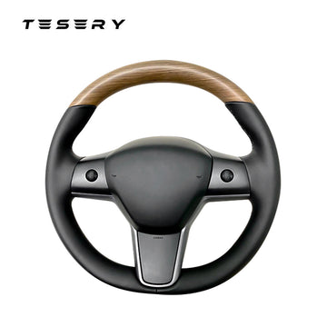 Model 3 / Y Wood Leather Standard Steering Wheel【Style 21】