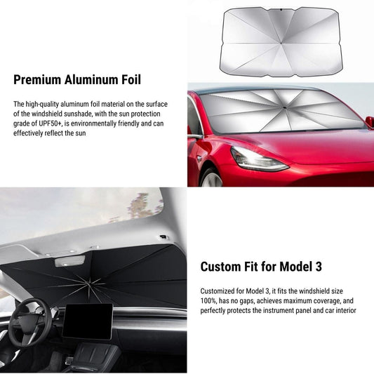 Windshield Sun Shade Umbrella for Tesla Model 3 2017-2023